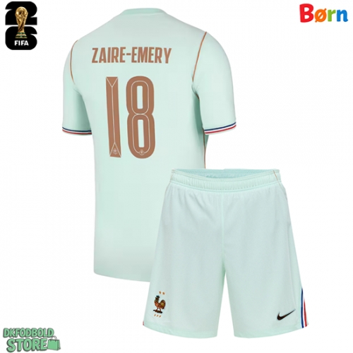 Frankrig Warren Zaire-Emery #18 Replika Babytøj Udebanesæt Børn VM 2026 Kortærmet (+ Korte bukser)